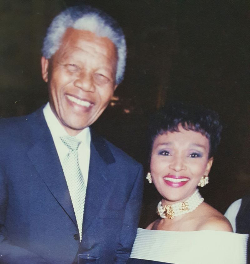 Felicia Mabuza-Suttle with former South African President Nelson Mandela. Courtesy of Felicia Mabuza-Suttle