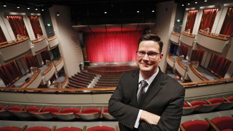Brandt Blocker, in the balcony of the new theater, is the artistic director at City Springs Theatre Company, which will perform in the new Sandy Springs Performing Arts Center’s Byers Theatre. Blocker used to be the producing artistic director for the Atlanta Lyric Theatre. BOB ANDRES /BANDRES@AJC.COM
