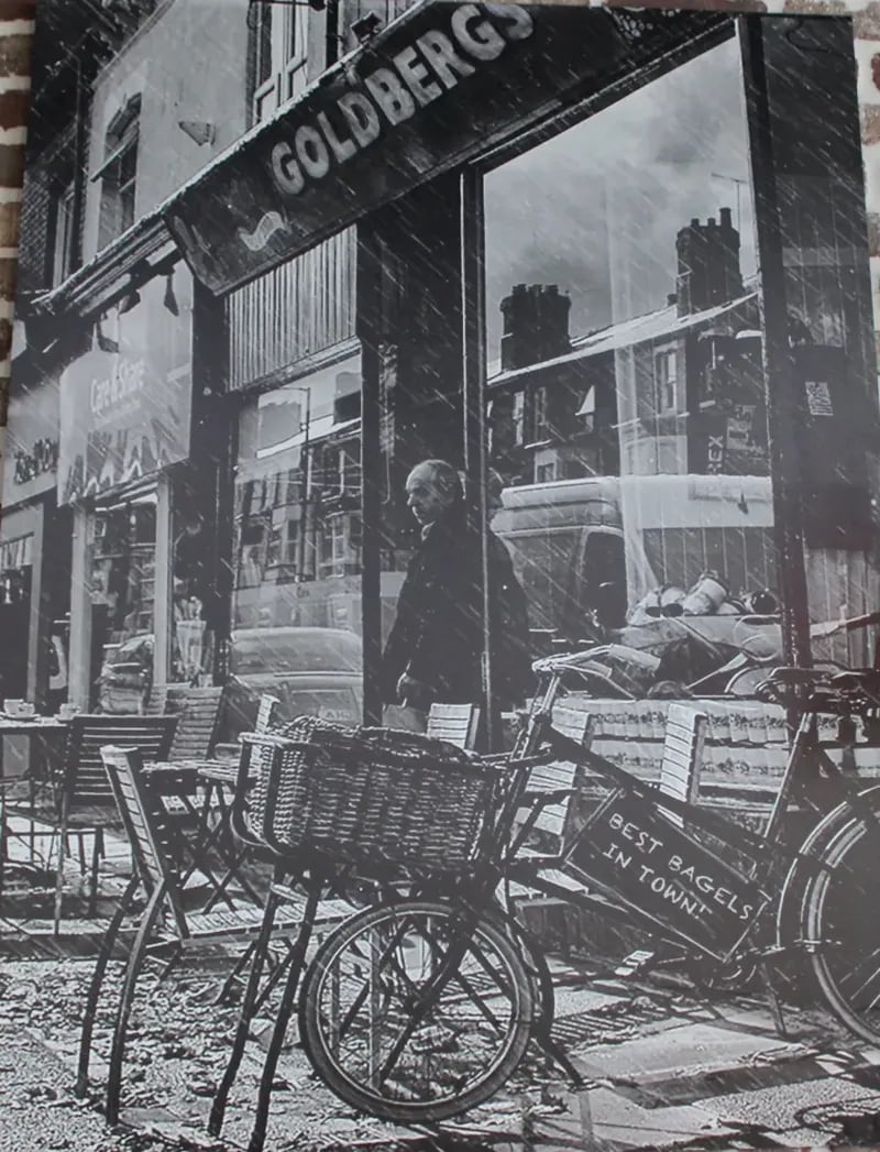 A photo of a Goldbergs deli in New York that hangs on a wall of the Buckhead Goldbergs restaurant. (Courtesy of Dyana Bagby)
