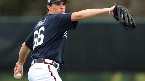 Braves pitching prospect Max Fried is in his first major league camp, after impressing in the second half of the 2016 season at low-A Rome in his first season back from Tommy John elbow surgery. (Curtis Compton/ccompton@ajc.com)