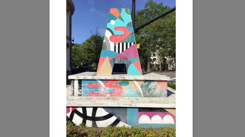 After removing the 'A' sculpture in downtown Alpharetta, the Alpharetta Cultural Arts Commission will consider if the location should be included among the city's rotating art program or if it would be better to have a permanent installation at that site. (Courtesy City of Alpharetta)