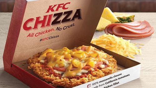 KFC's Chizza has a "crust" made from flattened fried chicken. (KFC)