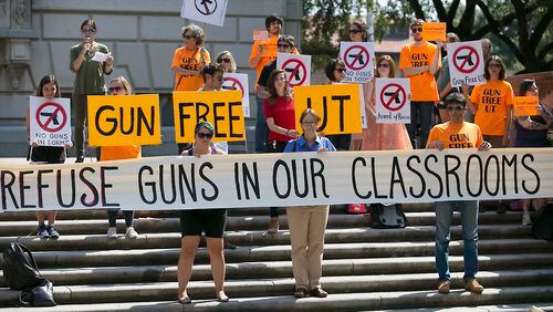 Nationwide, students are protesting campaigns to open college campuses to firearms. (AJC file)
