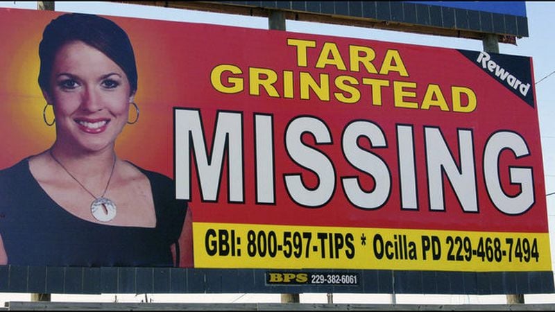 In this Oct. 4, 2006 file photo, teacher Tara Grinstead is displayed on a billboard in Ocilla, Ga.  (AP Photo/Elliott Minor, File)             