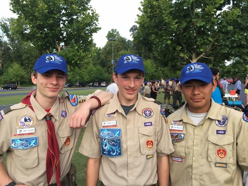 At far right, Jack Breedlove convenes with a couple of his fellow Eagle Scouts. (Photo courtesy Breedlove family)