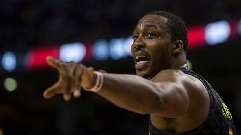 Atlanta Hawks’ Dwight Howard gave his support to the Atlanta Falcons on the eve of the NFC Championship game. (Chris Young/The Canadian Press via AP)
