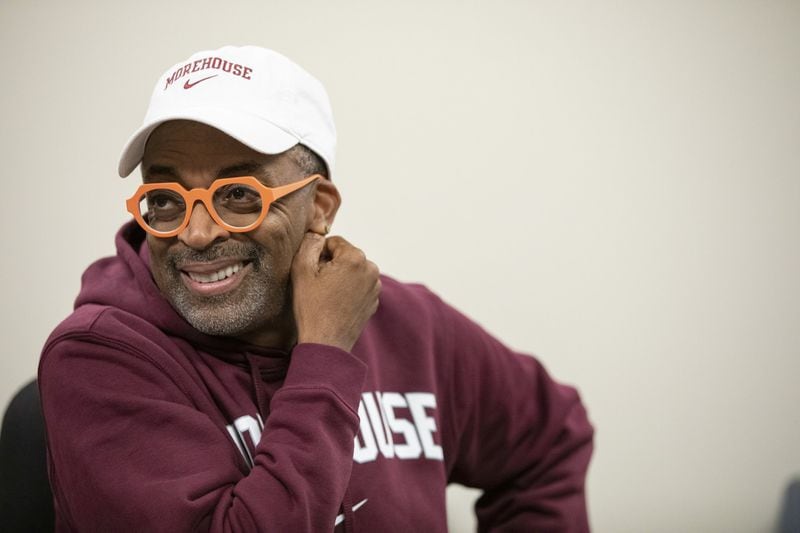 Spike Lee enjoys a laugh before going on stage at the Human Rights Film Festival at Morehouse College on Oct. 12, 2019. CONTRIBUTED BY SEAN MCNEIL