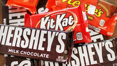 Hershey's chocolate bars include Reese’s and Kit Kats. The company announced it will cut calories on its standard and king-size chocolate products by 2022.