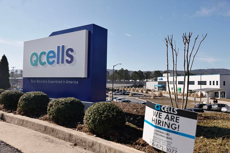 Views of Qcells solar manufacturing facility in Dalton, Ga. as seen on Tuesday, January 10, 2023.  (Natrice Miller/natrice.miller@ajc.com)  