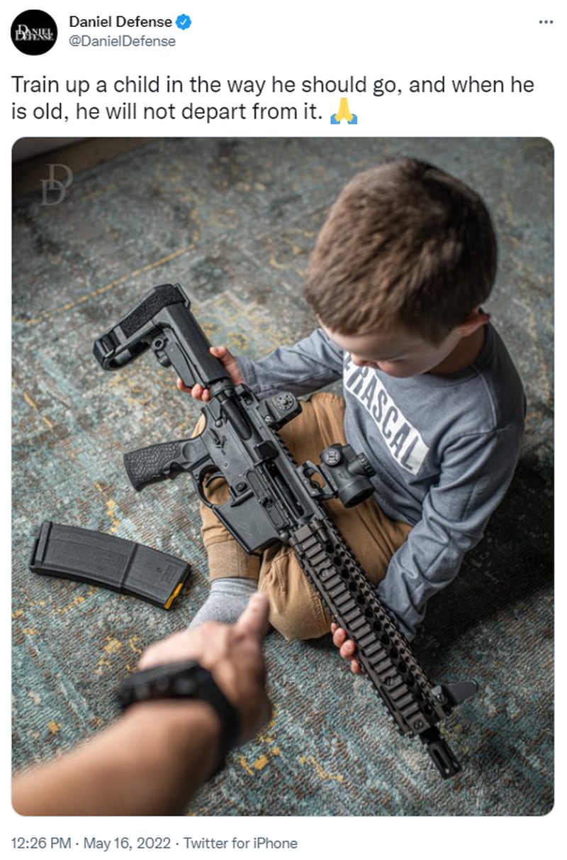 Not long before the school shooting in Texas, Daniel Defense ran this ad online.