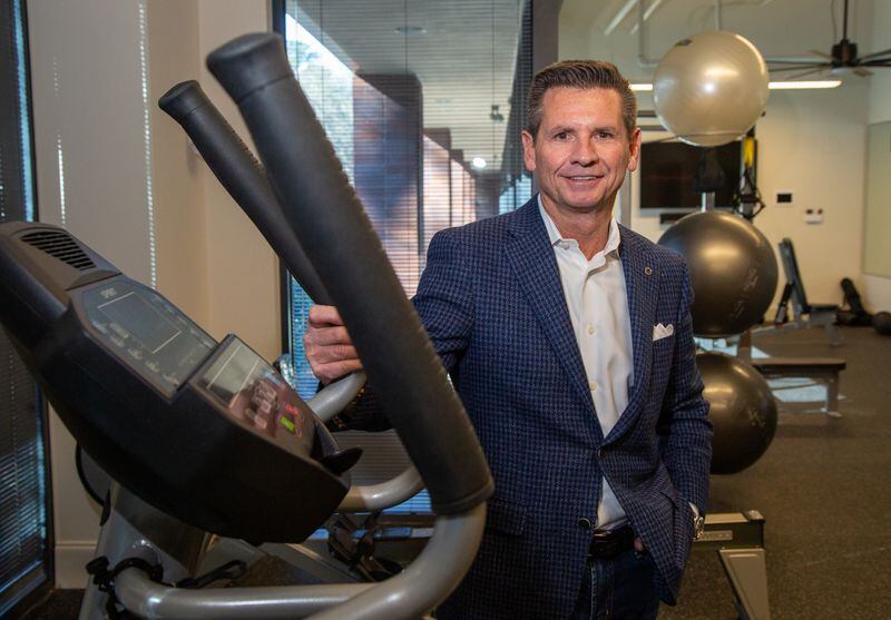 Portrait of CEO Pat Flood on Wednesday, January 20, 2021 at the Supreme Lending Southeastern Region offices' new workout Rome in Alpharetta.  For a story about the Top Workplace Midsize category.