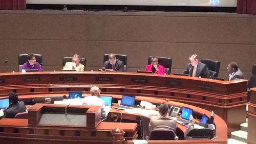 Fulton County commissioners discuss the 2015 budget Wednesday.