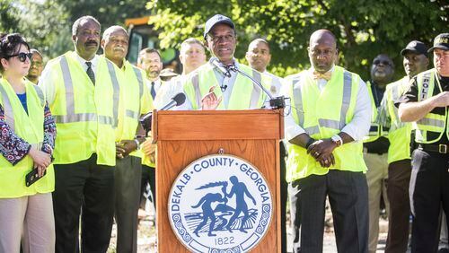 DeKalb County CEO Michael Thurmond announces the start of demolition for two buildings at Brannon Hill Condominium with a news conference on Thursday, July 13, at 10 a.m.  Chad Rhym/ Chad.Rhym@ajc.com