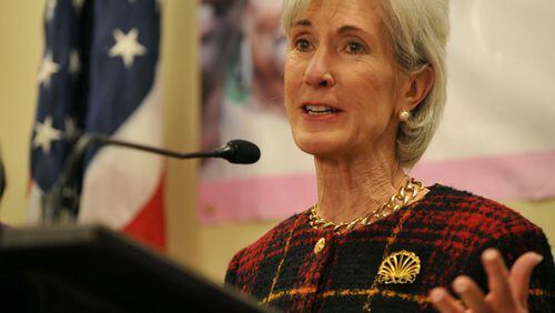 Health and Human Services Secretary Kathleen Sebelius answers questions while promoting the federal Health Insurance Marketplace at the Center for Black Women's Wellness in Atlanta Monday, March 10, 2014.
