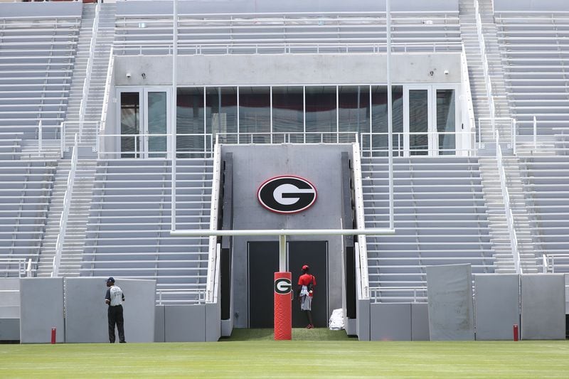 Part of the Sanford Stadium project covers 120,000 total square feet of new and improved space. These enhancements include a new home locker room for the Bulldogs, a space to host and entertain prospects on game day, improvements to restroom and concession areas below the bridge, and a new scoreboard and upper plaza. The project is expected to take approximately 17 months to complete and is estimated to cost $63 million. (Curtis Compton/ccompton@ajc.com)