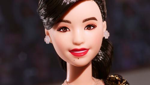 This image provided by Mattel in April 2024 shows the company's Kristi Yamaguchi Barbie doll. Yamaguchi became the first Asian American to win an individual gold medal for figure skating at the 1992 Winter Olympics. (Mattel via AP)