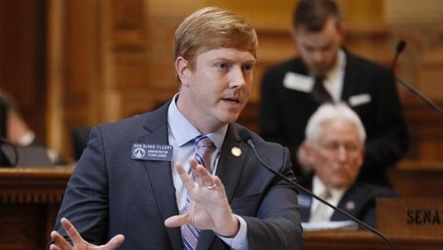 Senate Appropriations Chairman Blake Tillery, R-Vidalia, led the chamber's work on the $36.1 billion budget for fiscal 2025. The Senate approved the spending plan Tuesday in a 53-1 vote. Bob Andres / bandres@ajc.com
