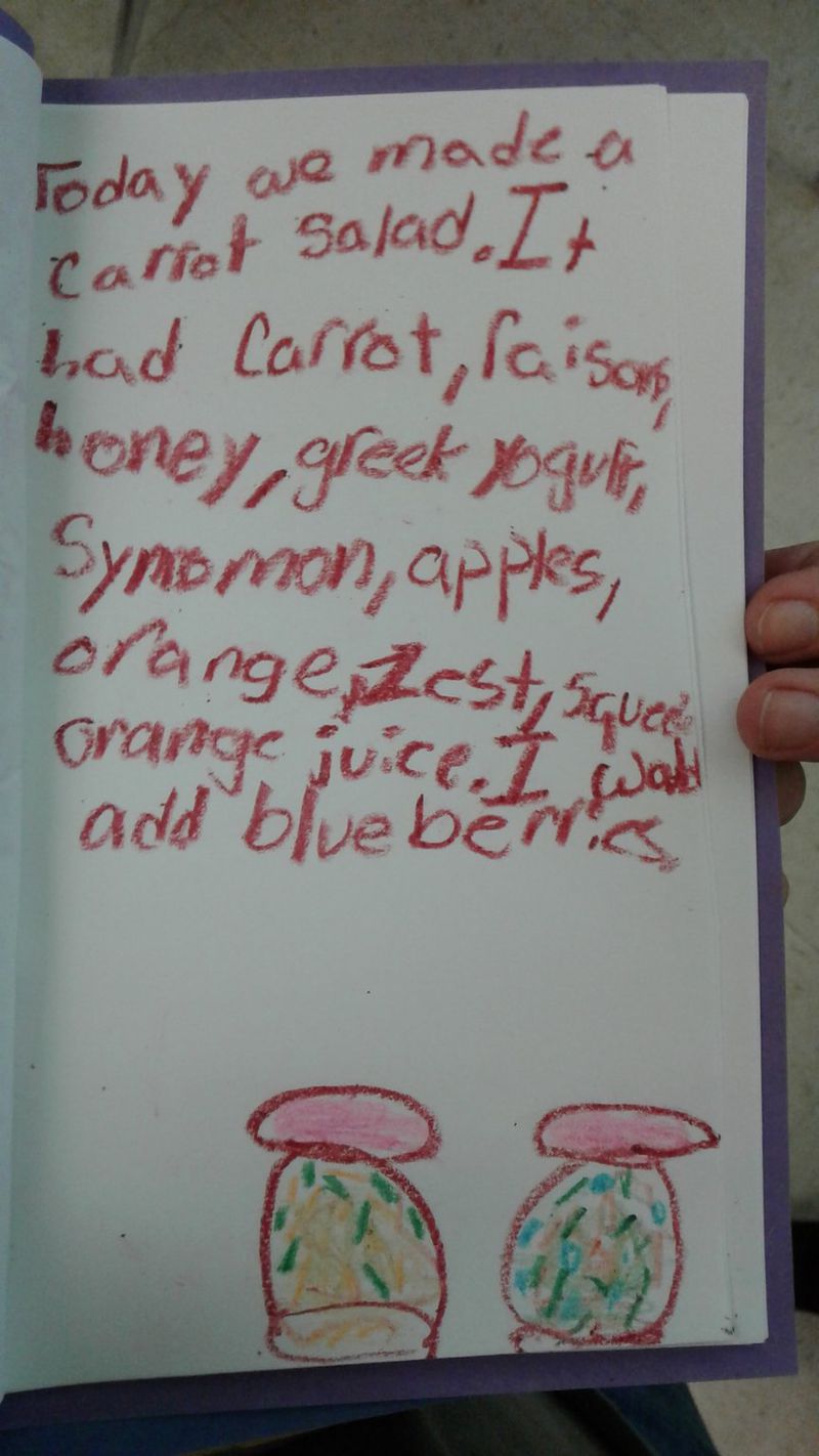 Students at DeKalb County’s Briar Vista Elementary School made carrot salad from their school-grown carrots. Here’s one student’s take on the recipe and how they might tweak it. 