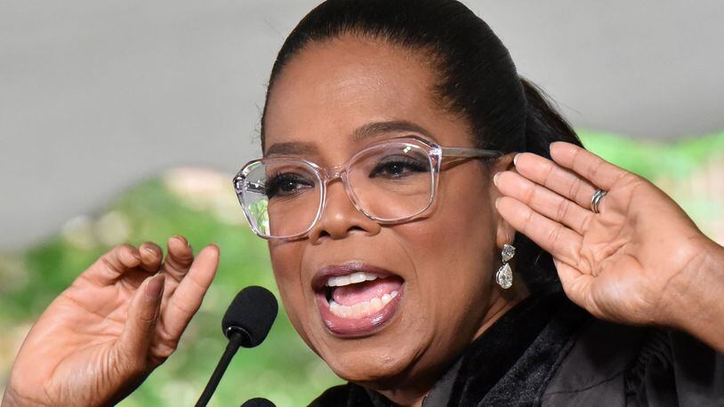 May 13, 2017 Decatur - Oprah Winfrey delivers her commencement speech during Agnes Scott College’s 128th graduation ceremony on Saturday, May 13, 2017. Winfrey spends a good bit of time in Atlanta. In addition to “Henrietta Lacks,” her OWN show “Greenleaf” films here, as did “Selma,” directed by her close friend and frequent artistic partner Ava DuVernay. Winfrey served as a producer for and played a role in “Selma.” HYOSUB SHIN / HSHIN@AJC.COM