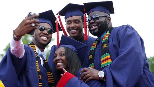 Members of the class of 2016 take a selfie during the 2016 commencement ceremony at Howard University in Washington, DC. Current and future Howard computer science majors will get the chance to participate in the new Google program.