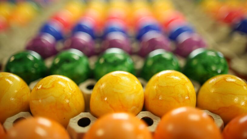 Freshly-painted Easter eggs.  (Photo: Ralph Orlowski/Getty Images)