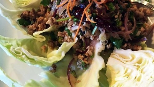 Bright hints of mint and just the right amount of fish sauce make this larb (ground chicken salad) succulent. (Elizabeth Lenhard)