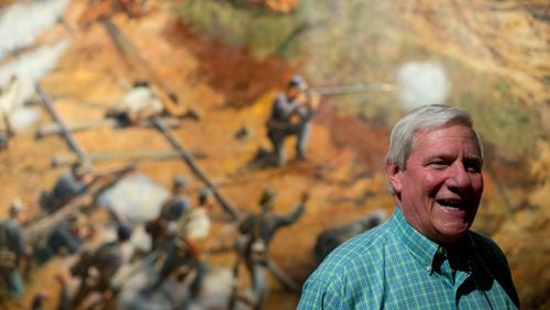 Beverly M. “Bo” DuBose III, whose collection of Civil War artifacts is displayed at the Atlanta History Center, visited the cyclorama painting “The Battle of Atlanta” as it was being prepared for a move to the Atlanta History Center. BRANDEN CAMP / SPECIAL