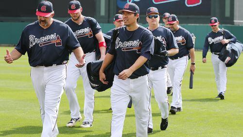 Braves pitchers and catchers held their first workout of spring training Wednesday.