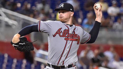 Sean Newcombof the Atlanta Braves throws a pitch during the second inning against the Miami Marlins at Marlins Park on August 23, 2018 in Miami, Florida. (Photo by Eric Espada/Getty Images)