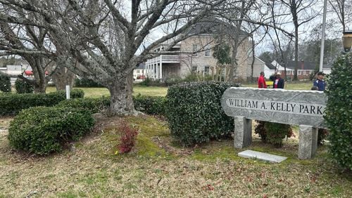 The marker, which stands just a few feet from the William A. Kelly Park sign, has been missing for the past week.