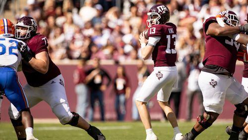 Haynes King played three years for Texas A&M (2020-22) before transferring to Georgia Tech prior to the 2023 spring semester. He played in 10 games, including a start against Florida Nov. 5, 2022 in College Station, Texas. (Brendall O'Banon/Texas A&M Athletics)