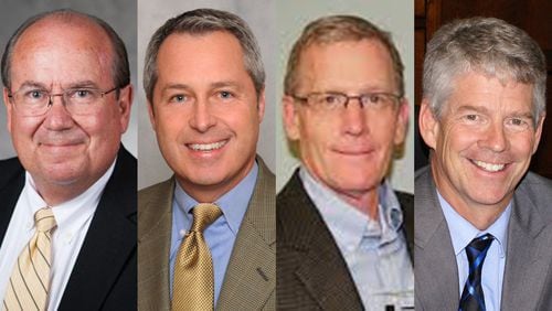 Four former top officials of Georgia Tech are out following allegations they misused their positions. They are (from left) Steve Swant, former executive vice president of administration and finance; Tom Stipes, former director of digital networks; Lance Lunway, former executive director of parking and transportation services; and Paul Strouts, former vice president of campus services.