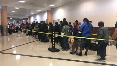 The North security checkpoint at Hartsfield-Jackson's domestic terminal had a long line early Friday morning.