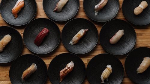 Select offerings of nigiri make up the core of the honkaku omakase experience at Sushi Hayakawa.