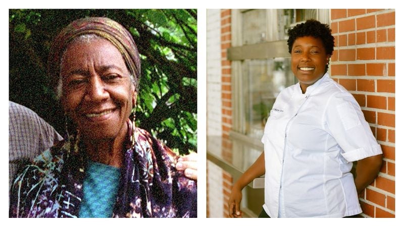 LEFT: Edna Lewis, arguably the most important black culinarian in the history of the United States, shown in 1998. (Photo credit: AJC/Bill Osinski) RIGHT: Mashama Bailey, executive chef and co-owner of The Grey in Savannah, and chairperson of the Edna Lewis Foundation. (Photo credit: Cedric Smith)