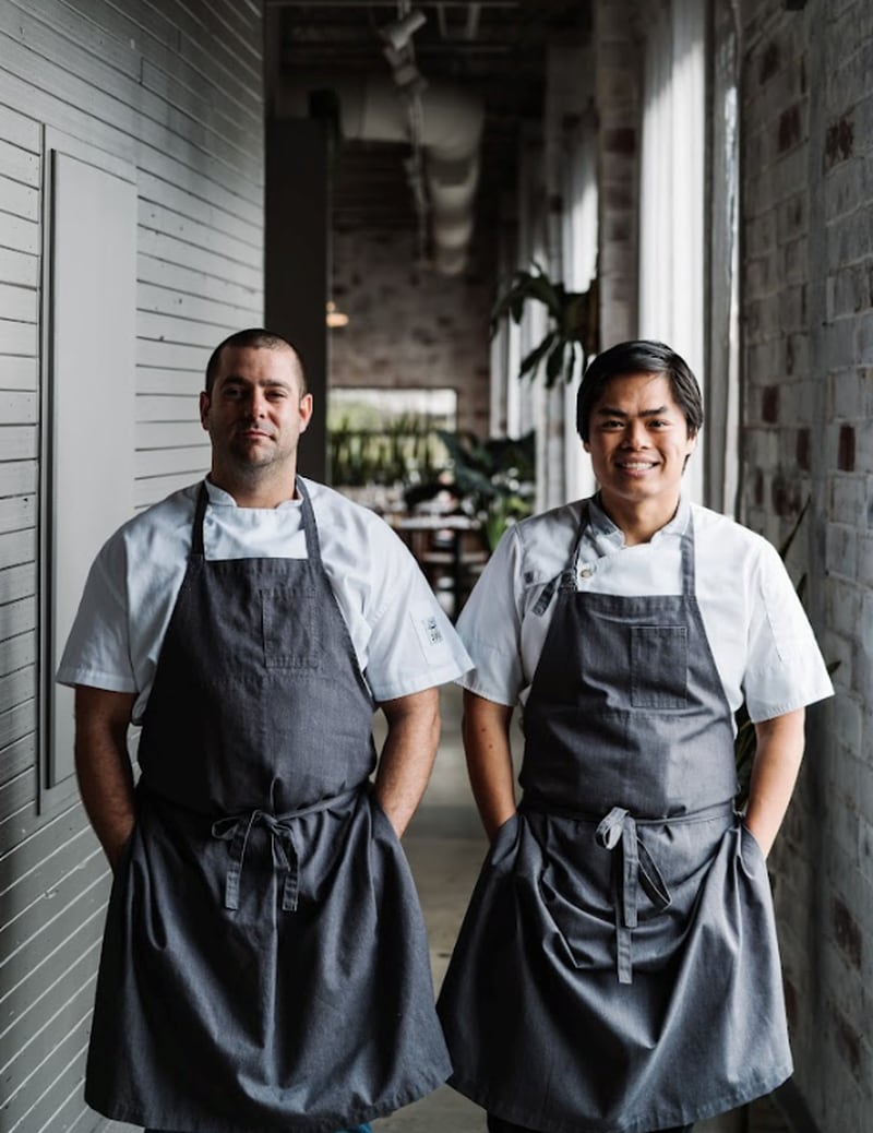 Chefs Aaron Phillips (left) and Ron Hsu of Lazy Betty. / Photo by Andrew Thomas Lee