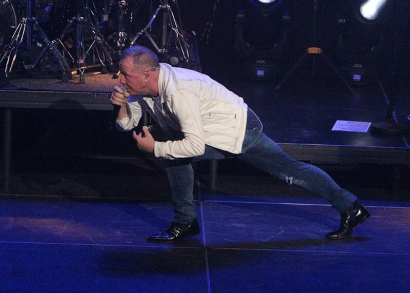 Simple Minds frontman Jim Kerr gives a workout onstage at the Tabernacle. Photo: Melissa Ruggieri/AJC