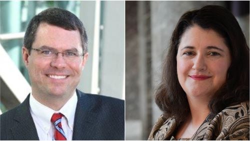 Matt Reeves, a Republican, and Democrat Zahra Karinshak are running for a state Senate seat that covers parts of Fulton and Gwinnett counties. Republican state Sen. David Shafer vacated the seat when he launched an unsuccessful campaign for lieutenant governor. Submitted photos.