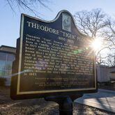 A historical marker featuring Theodore “Tiger” Flowers is located at Atlanta Fire Station 16. Arvin Temkar / arvin.temkar@ajc.com