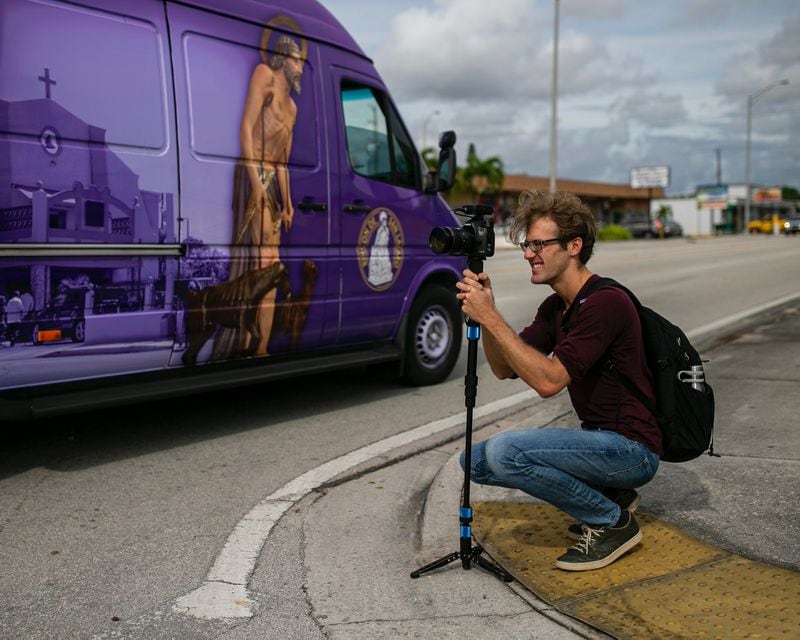 Lautaro Grinspan, working in Little Havana in 2019, helping cover the community’s celebration of el Día de San Lazaro, a religious holiday that honors Cuba’s African and Catholic traditions. Grinspan will join The Atlanta Journal-Constitution's newsroom in June 2021 as a Report for America corps member covering immigrant communities. CONTRIBUTED