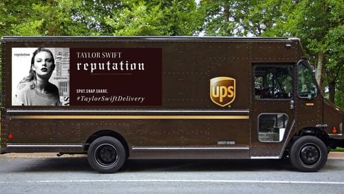 Sandy Springs-based UPS partners with Taylor Swift to roll out trucks promoting the singer's new album "Reputation".