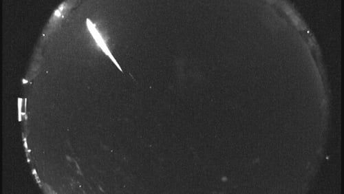 A bright Taurid fireball recorded by the NASA All Sky Fireball Network station in Tullahoma, Tennessee in 2014.