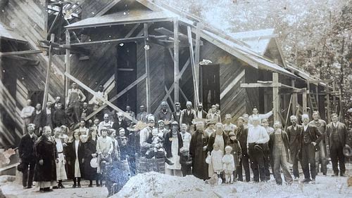 The men and women who helped build Mt. Carmel Methodist Church on South Old Peachtree Road in Peachtree Corners 1924-25. (Courtesy Marianne Thompson & Mt. Carmel Methodist Church)