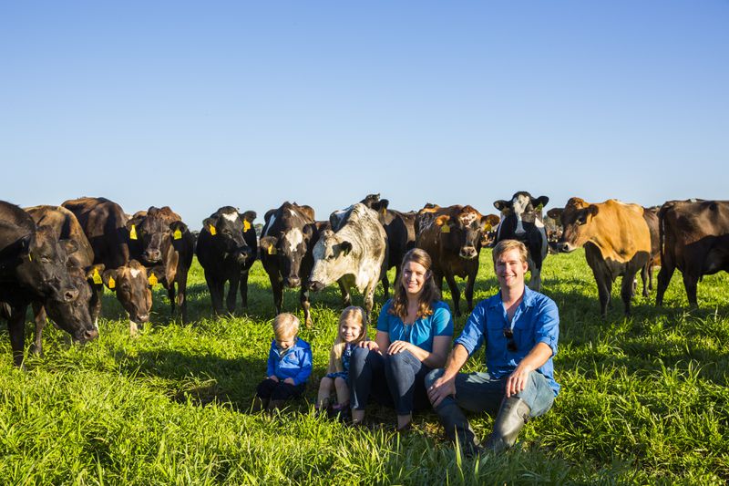  Janelle and Kyle Wehner, shown here with their two children, are the second generation of the Wehners in the dairy business. /Gabriel Hanway