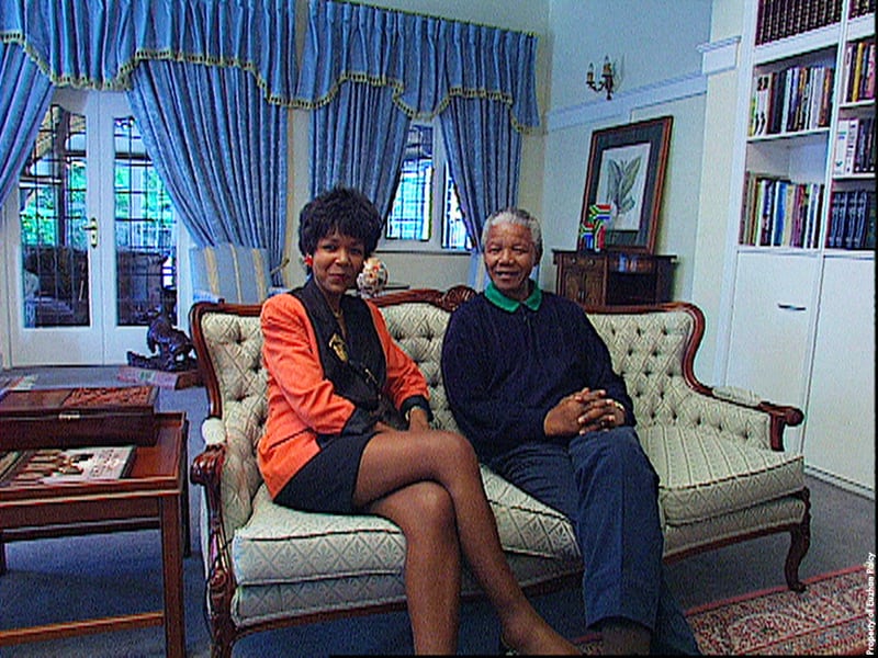 Euzhan Palcy paved a foundation for younger Black women filmmakers and the overall representation of people of color in movie storytelling today. She is pictured with the late Nelson Mandela, the former President of South Africa in 1995. Courtesy of JMJ Productions and Euzhan Palcy