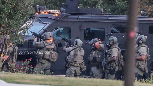 Henry County and Clayton County authorities were on the scene of a SWAT standoff Wednesday morning at a home in the Wesley Lakes area.