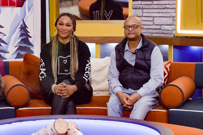 Todd Bridges and Cynthia Bailey on the block near the end of "Celebrity Big Brother." CBS