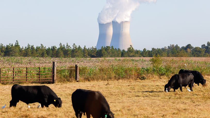 The cooling tower of Units 1 and 2 at Plant Vogtle in Burke County near Waynesboro are seen on Friday, October 14, 2022. (Arvin Temkar / arvin.temkar@ajc.com)