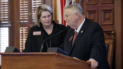 Speaker Pro-Tempore Jan Jones and Speaker David Ralston in this file photo from the 2019 session of the state Legislature. Bob Andres, bandres@ajc.com