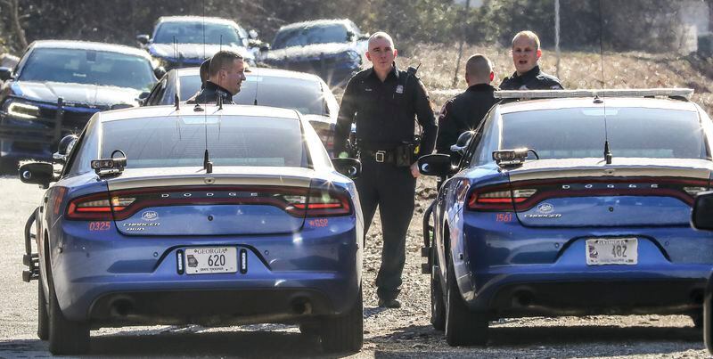 Atlanta Law enforcement was out en masse Monday morning, Feb. 6, 2023 at the site of Atlanta’s proposed public safety training center, clearing the woods in anticipation of construction on the controversial facility beginning in earnest. (John Spink / John.Spink@ajc.com)

